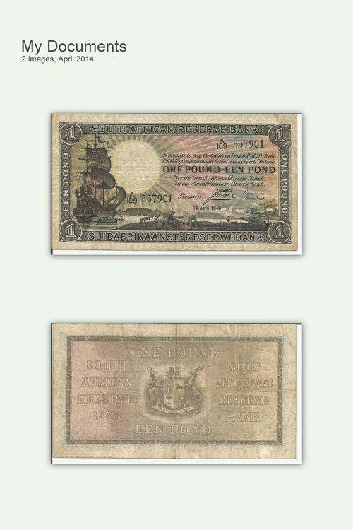J Postmus- One Pound- 18 April 1941 circulated-condition as per photo