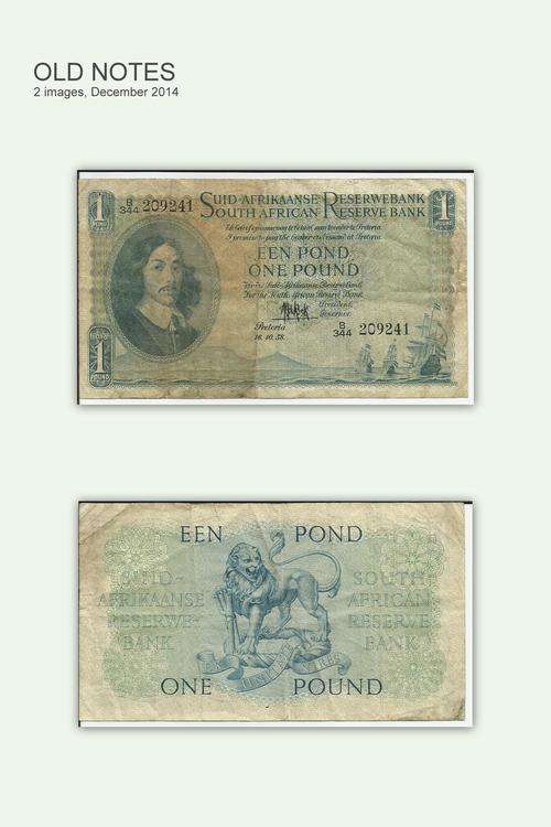 MH De Kock-One pound-3rd issue-16 October 1958 circulated-condition as per photo-small tear on top