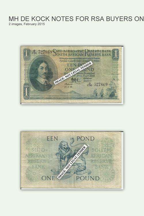 One pound-MH De Kock-3rd issue-27/3/56-good condition