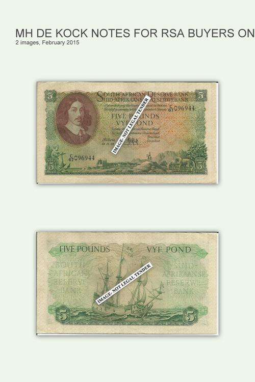 Five Pounds-MH De Kock-3rd issue-13/11/58-Very good condition