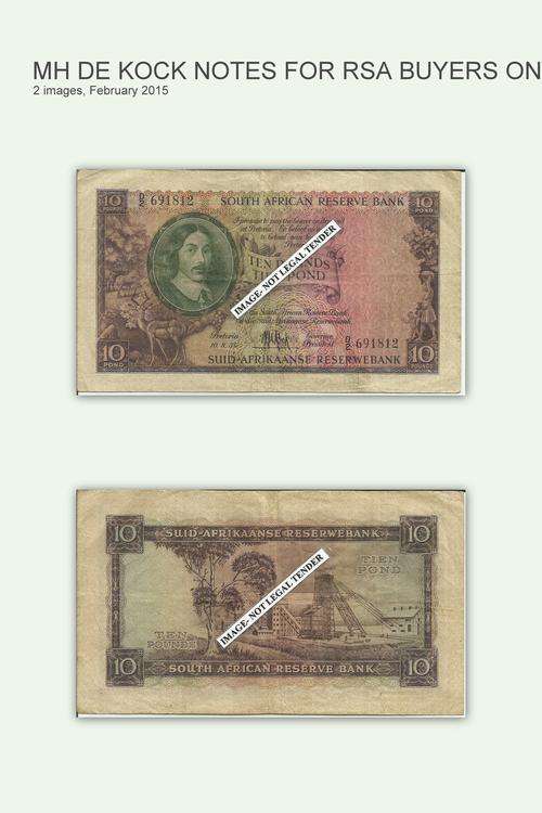 Ten Pounds-MH De Kock-3rd issue-10/8/55-Condition as per image