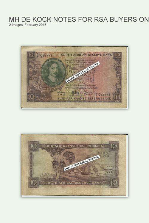 Ten Pounds-MH De Kock-3rd issue-19/11/58-condition as per image