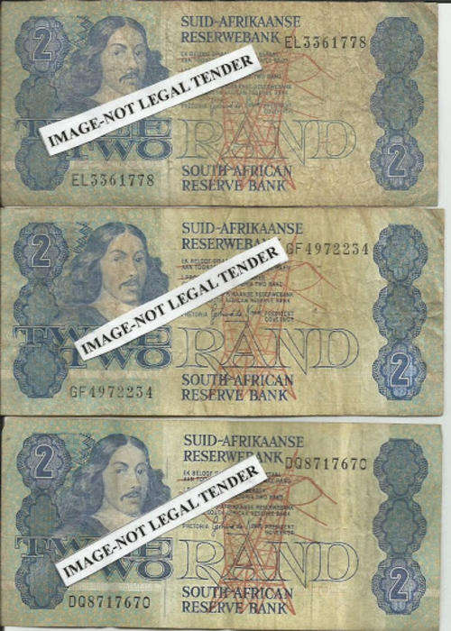 GPC De Kock-3rd issue-3xR2 notes not in sequence-Condition as per image-one bid for all-RSA buyers