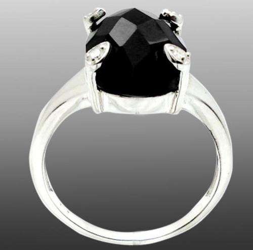 Mysterious Black Onyx, Diamond & Solid 925 Sterling Silver Ring (8)