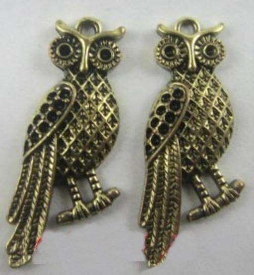 Bronze Owl Charms  -  36 x 15mm
