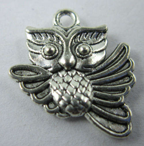 Tibetan Silver Flying owl Charms  -  20 x 17mm