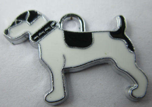 Silver plated, Enamel Dog Charms  - 24 x 19mm