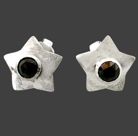 NATURAL BLACK DIAMOND AND SOLID 925 SILVER POST EARRINGS - 0.68CT(Valuation Cert Incl)