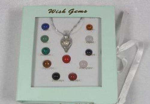 The Perfect Wish Natural Gems Gift Set with Sterling Silver Chain & Pendant Cage