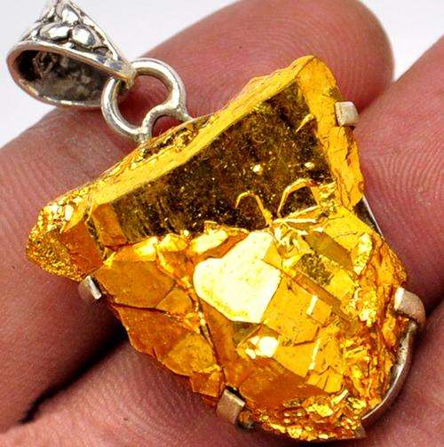 Magnificent Golden Sunshine Druzy and solid 925 Sterling Silver Pendant