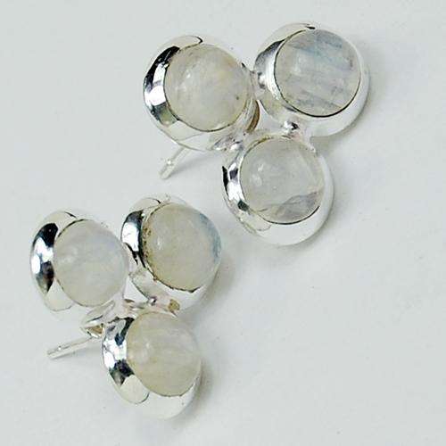 Stunning Rainbow moonstone & 925 Sterling Silver Post Earrings