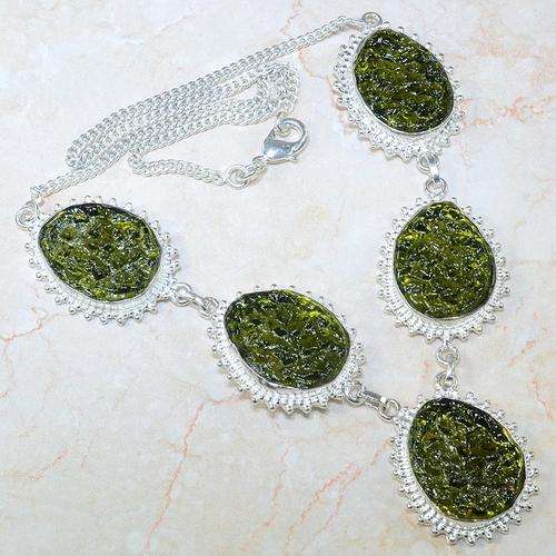 Handcrafted Cr Moldavite Necklace - Stamped 925