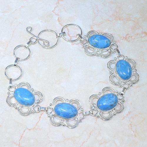 Handcrafted Natural Copper Turqoise Bracelet - Stamped 925