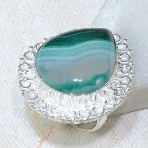 Handcrafted Natural Botswana Agate Ring Stamped 925 - Size 5.5