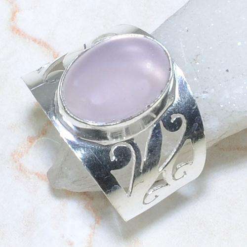 Handcrafted Rose Quartz Ring Stamped 925 - Size 8.5