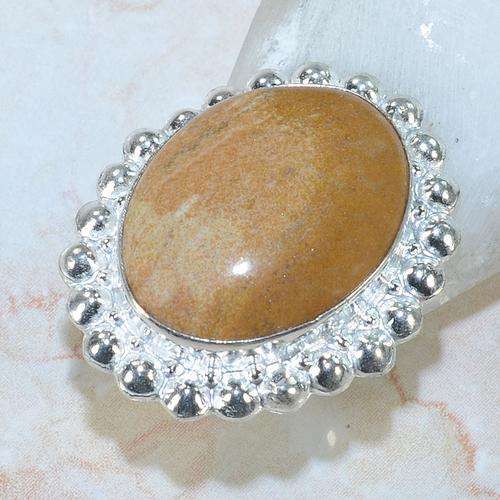 Handcrafted Jasper Ring - Stamped 925 - Size 6.75
