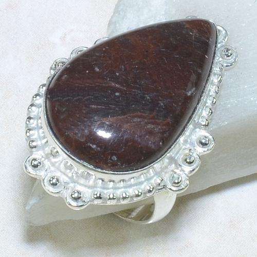 Handcrafted Jasper Ring - Stamped 925 - Size 8
