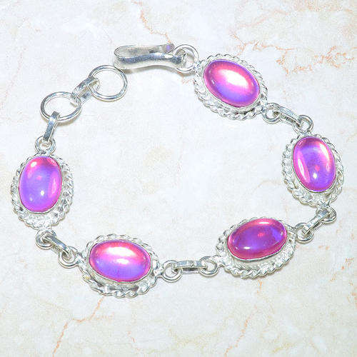 Handcrafted Rainbow Topaz Bracelet - Stamped 925