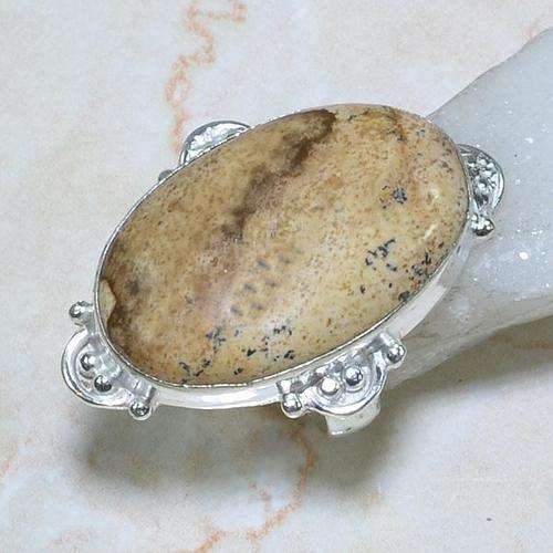 Handcrafted Picture Jasper Ring - Stamped 925 - Size 6.5