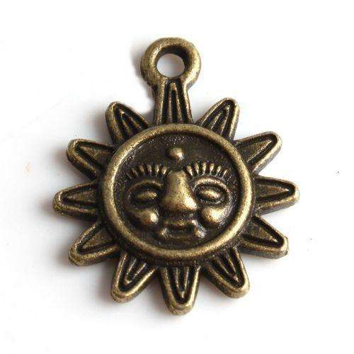 Bronze Sun Charms - 20 x 16mm