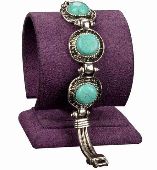 Hancrafted Natural Round Turqoise and Tibetan Silver Bracelet