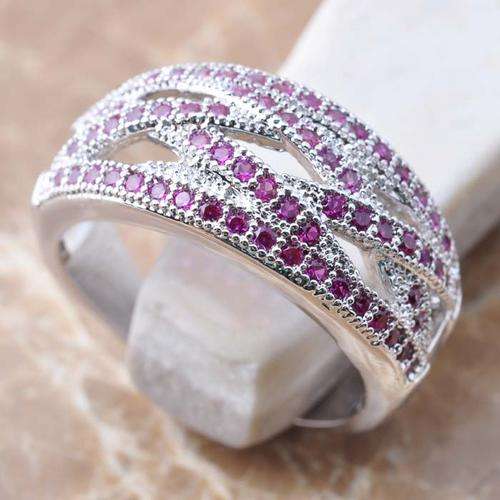 Ruby & Silver Dress Ring- Size 7.75