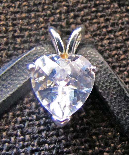 2.5ct CZ Heart and Solid Sterling Silver Pendant - 1.3g