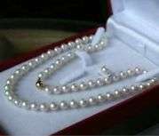7-8mm White Cultured Akoya Pearl Necklace and Earring Set- 46cm
