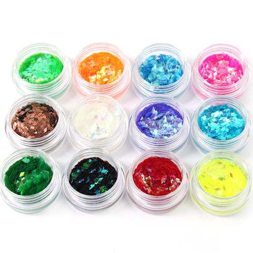 Nail Art - 12 colors Rhombus Glitter Decoration