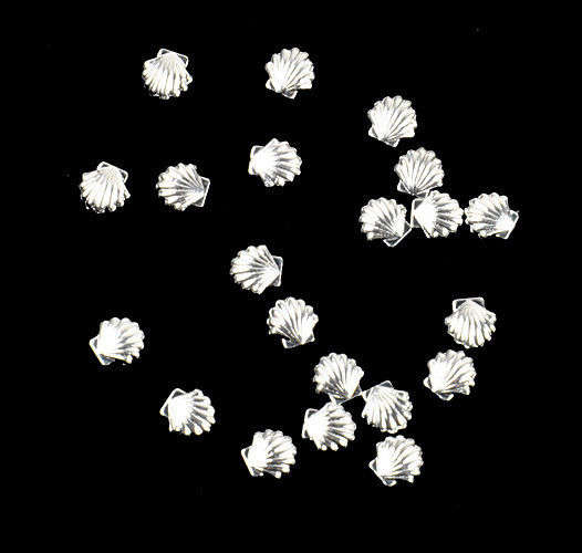 Nail Art - 20pc Silver 3D Metalic Shell Studs - 5mm