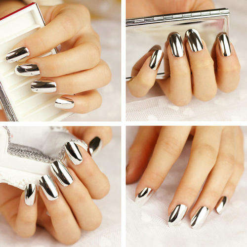 Nail Art - 16pc Nail Art Stickers / Foils - Silver
