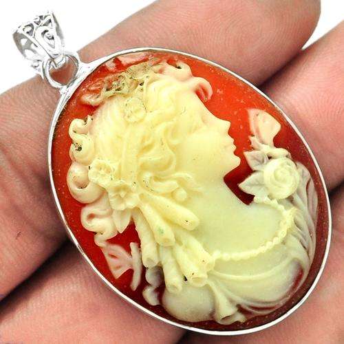 Cameo & Solid Sterling Silver Pendant