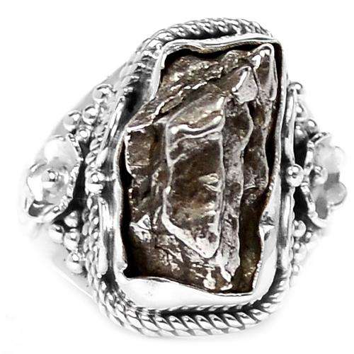Meteorite Campo Del Cielo & solid Sterling Silver Ring - Size 5.5