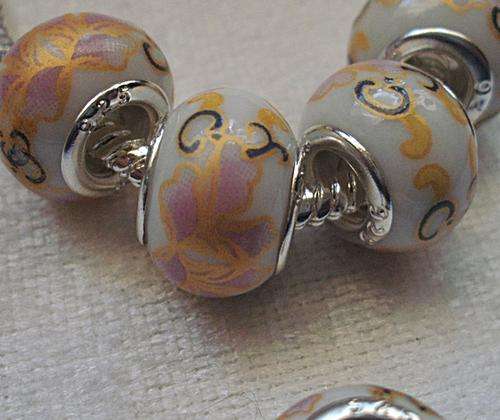5 X Porcelain Beads With 925 SS cores - Fits Pan & Euro Bracelets