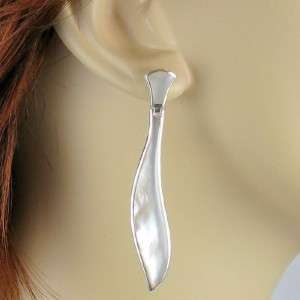 .925 STERLING SILVER, WHITE MOTHER OF PEARL, DANGLE EARRINGS