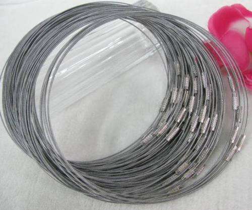 10 x SILVER STEEL WIRE NECKLACE CORD  WITH  CLASP