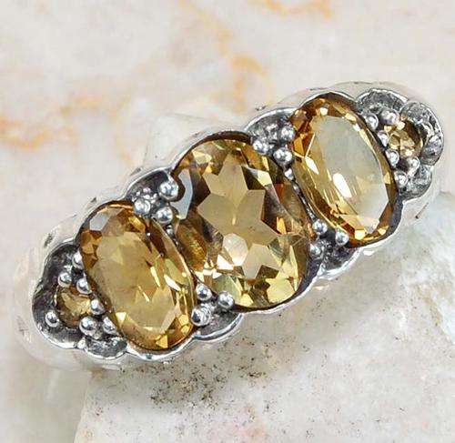 2ct Citrine & Solid 925 Sterling Silver Ring (6.5) (M1/2)