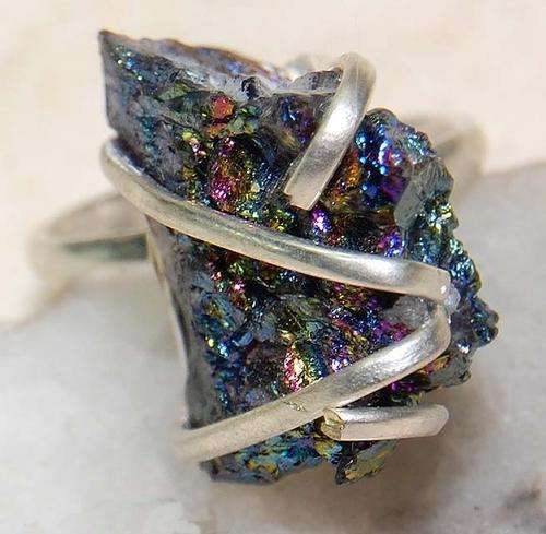 Unique Sunshine Druzy  & Solid 925 Sterling Silver  Ring   (7.75) (P)