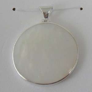 LARGE .925 Sterling & Mother of Pearl Round Pendant