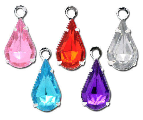 Rhinestone Teardrop Charm 13 x 6 mm- Clear