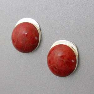 BEAUTIFUL .925 STERLING SILVER, RED SPONGE CORAL POST EARRINGS