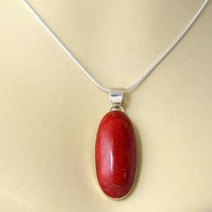 Lovely .925 Sterling & Red Sponge Coral Pendant