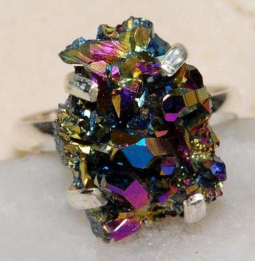 Unique Sunshine Druzy & Solid 925 Sterling Silver  Ring   (8) (P1/2)