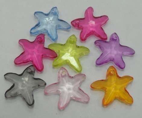 20pcs Multi-Coloured Accrylic Star Beads- 20 x 21 mm