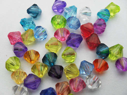 100pcs Mixed Colour Acrylic Bicone Beads- 8 mm