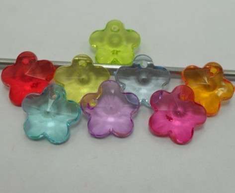40pcs Mixed Colour Acrylic Flower Beads- 13 mm