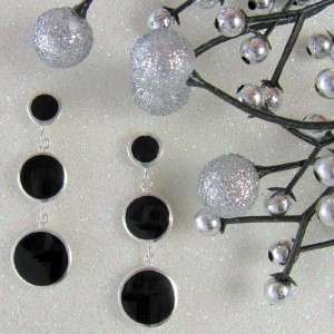 BEAUTIFUL .925 STERLING SILVER, Black Onyx DROPS EARRINGS