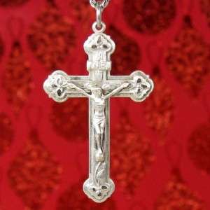 Awesome Solid 925 Sterling Silver Cross Pendant + Stainless Steel chain