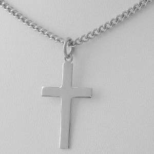 Solid 925 Sterling Silver Cross Pendant + Stainless Steel chain