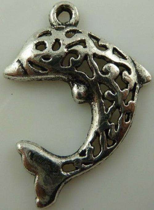 Tibet Silver Charms - Dolphin 29mm
